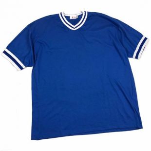 Mélange de 50/50 de baseball vintage des années 80 de Dodger Ringer Tee Shirt L/XL bleu blanc USA fait