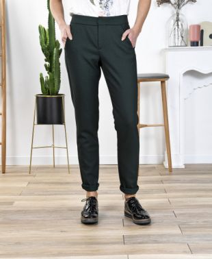 Pantalon cigarette jacquard vert