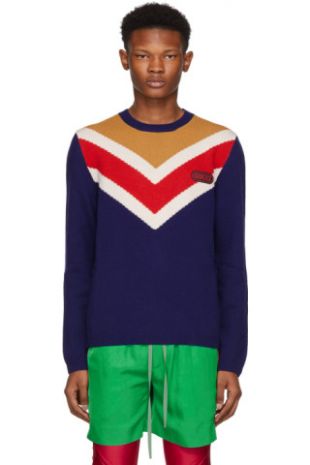 Gucci   Blue Chevron Sweater