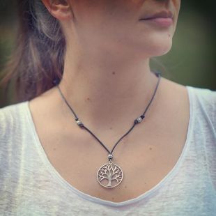 Collier en cuir véritable ! Collier pendentif arbre de vie en cordon noir ! Bijou ! Joli cadeau pour les filles et les femmes !