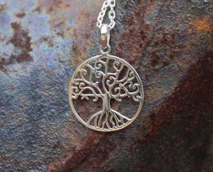 Collier arbre de vie, pendentif en argent Sterling, bijoux de l’arbre de vie, arbre de vie breloque argenté, chaîne du câble 18 pouces