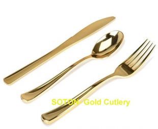 Gold Plastic Party Cutlery