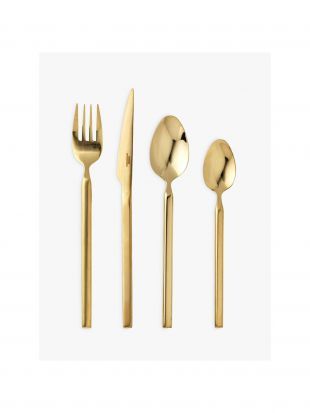 Broste Copenhagen Tvis Cutlery Set, Gold, 16 Piece at John Lewis & Partners