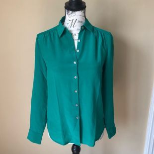 Ann Taylor Green Button Down Blouse