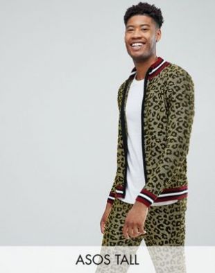 ASOS TALL Knitted Two piece Jacket In Metallic Yarn Leopard Design at asos.com
