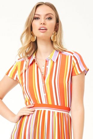 Forever 21 Cropped Striped Shirt