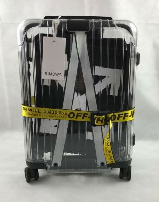 off white clear luggage