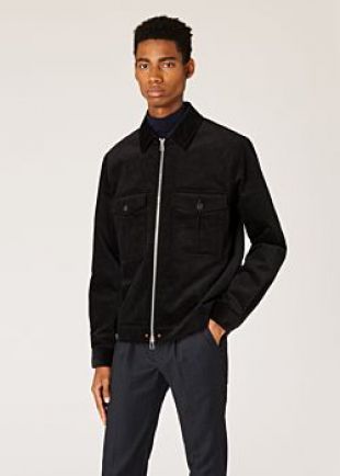 Veste Homme Noire En Velours De Coton Stretch