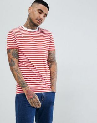 Asos t-shirt à rayures Rouge et blanc
