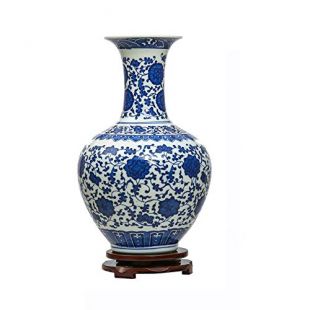 ufengke-ts Jingdezhen Bleu et Blanc Porcelaine Vase, Vase Chinois Vase Antique en Céramique,Vase Art Déco pour le Ménage, Bureau, Mariage, Fête