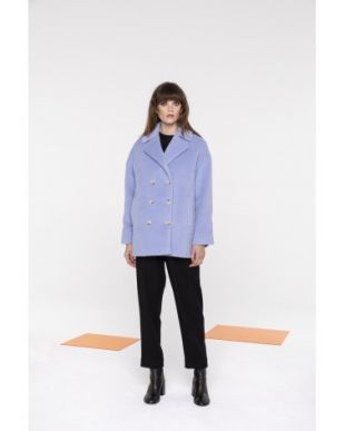 Caban court femme automne hiver bleu pastel   Maison Lener
