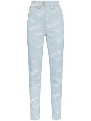 Versace Jean Skinny à Logos Imprimés All over   Farfetch