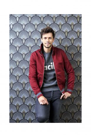 Blouson d’hiver avec col montant et poches pour homme en coton