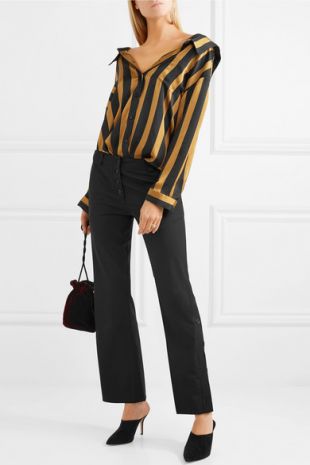 Malene Birger Nipella striped satin blouse