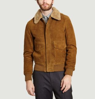 Schott Blouson Pilote Chèvre Velours Camel