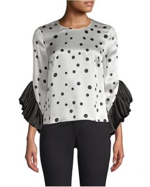 Amur Fern Silk Polka Dot Blouse