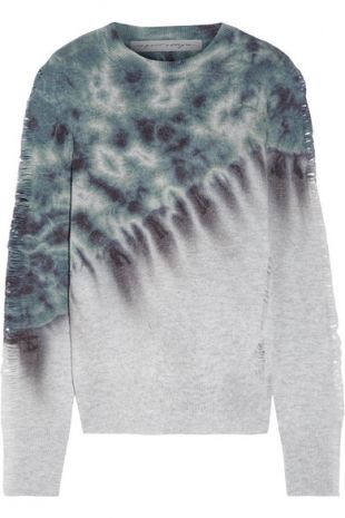 Raquel Allegra Distressed tie dyed merino wool and cashmere blend sweater