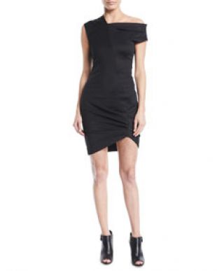 Helmut Lang - Helmut Lang Draped One Shoulder Mini Dress