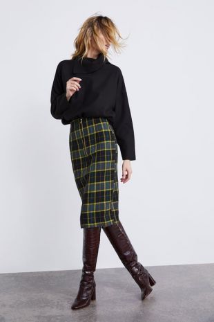 Zara Plaid Tube Skirt
