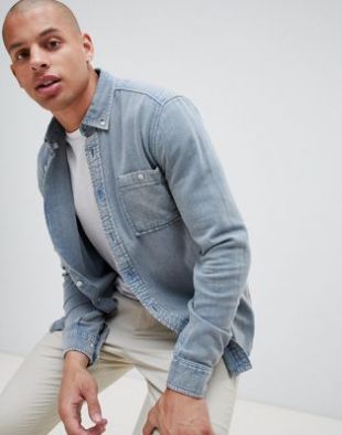 Asos Surchemise en sergé brossé Bleue
