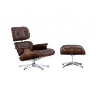 Eames Lounge Chair & Ottoman coque noyer - cuir Premium chocolat - Vitra