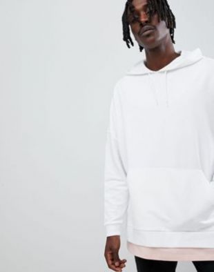 Asos Hoodie ultra oversize avec ourlet façon t shirt Blanc