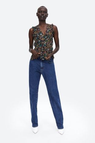 Zara blouse imprimée avec fil métallisé