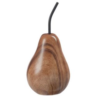 Statuette poire en Poly résine couleur bois 28 cm