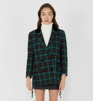 The Kooples Veste tailleur à carreaux détails velours