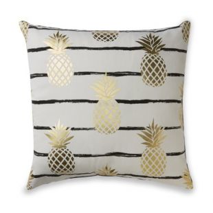 Mainstays Stripe with Metallic Gold Pineapples Throw Pillow   Walmart.com
