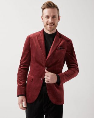 RW&CO. Slim fit red velvet blazer