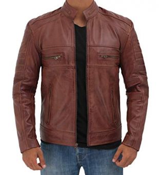 BlingSoul - Blingsoul Brown Leather Jacket for Men - Distressed ...
