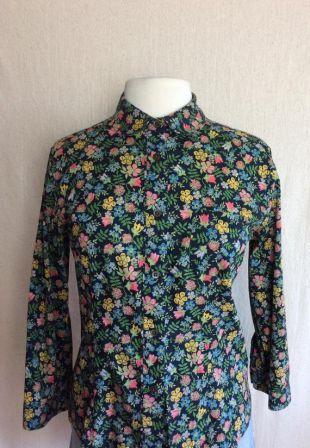 Chemisier vintage de fleurs sauvages / / 90 ' s Ted Baker Designer floral chemise coton hippie boho boho fougère fleur bouton en haut jusqu'à oxford Large