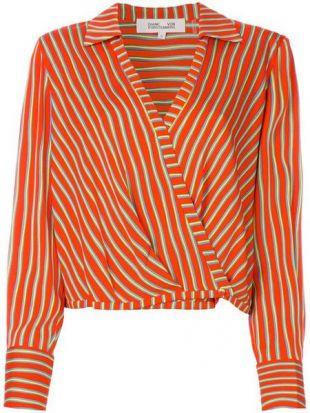 Striped Wrap Blouse