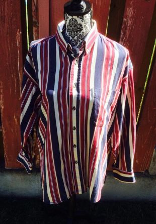 Vintage des années 90 Alaxander Martin verticale rayures chemise grande taille