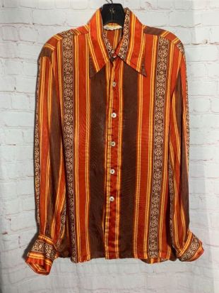 Motif à rayures verticales Retro 1970 W / solides & Funky chemise imprimé fleuri Style