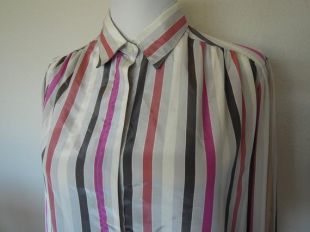 Hg Vtg Candy Stripe soyeux Polyester Blouse petit moyen grand 80