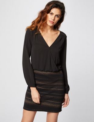 Robe cache coeur courte bi matière