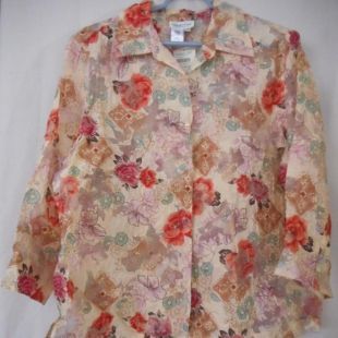 Coldwater Creek - NWT Coldwater Creek Womens Size L Floral sheer