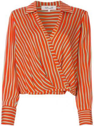 Striped Wrap Blouse