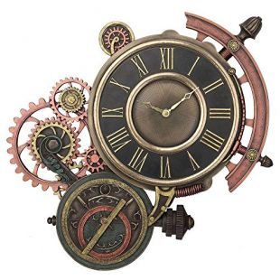 JapanAttitude Horloge avec mécanisme rouages Engrenages, décoration Murale Retro Steampunk Jules vernes