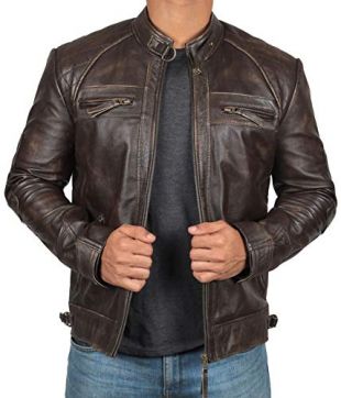 BlingSoul - Blingsoul Real Leather Biker Jacket Men| [1100113] Claude, M