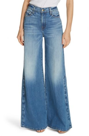 Le Palazzo Snap Away Hem Wide Leg Jeans (Snow Mass)
