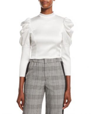 Alice + Olivia Brenna Fitted Puff Sleeve Top