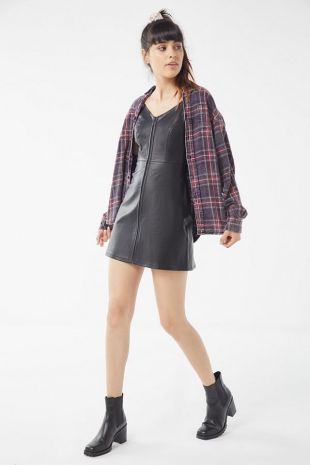 Urban Outfitters Loretta Faux Leather Zip-Front Mini Dress