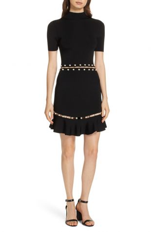 Alice + Olivia Evelyn Embellished Fit & Flare Dress