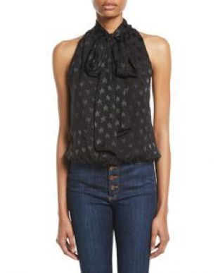 Delphine Tie Neck Gathered Top