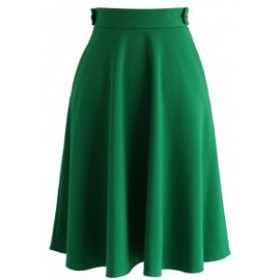Chicwish Basic Full A-line Skirt in Emerald Green
