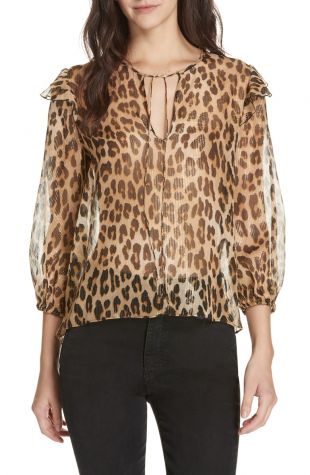 Alice + Olivia - Alice + Olivia Sissy Metallic Leopard Print Silk Blend ...