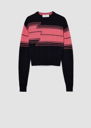 Derek Lam 10 Crosby Chevron Stripe Silk Wool Sweater